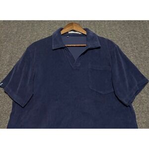 Criquet terry cloth polo shirt mens blue size medium preppy casual read